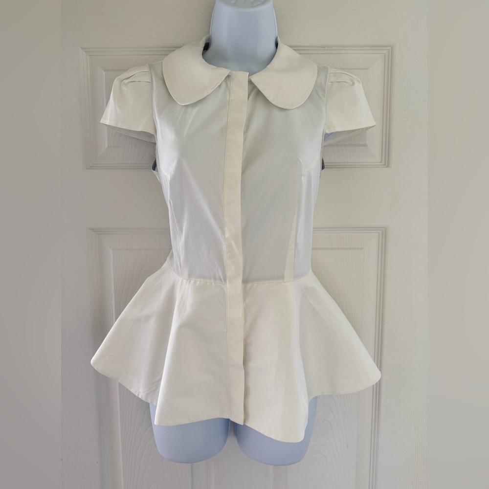 new Alice + Olivia Cream Peplum Blouse – Size XS-S - Picture 5 of 10